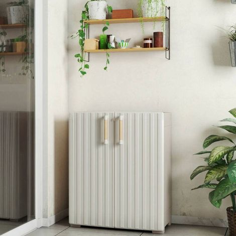 Armadio da Esterno Melville, Mobile da Giardino un Ripiano, Made in Italy, 45x80x98h cm Marrone Sabbia (1/5)