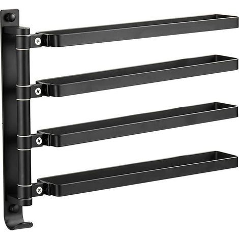4-Bar Rotating Wall Towel Rack - Dry/Wet Separation for Bathroom and Kitchen (Black) (1/5)