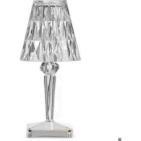 Lampe de Table Cristal LED Capteur Tactile Rechargeable Gradation Dcor de Chambre PZCC (1/4)