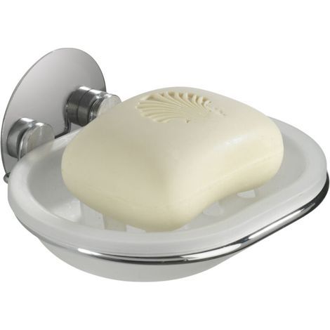 Porte-savon mural Wenko – Turbo-Loc® – Installation sans perçage – Acier chromé – Dimensions : 13 x 6 x 11 cm – Design moderne pour salle de bain (1/5)