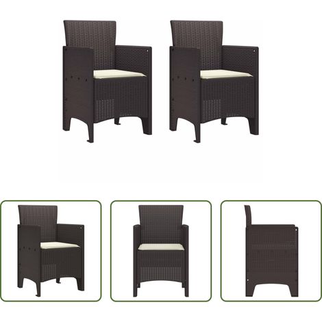 Chaise de terrasse - Chaise de jardin 2 pcs Marron 53 x 49 x 85 cm Polypropylène (1/5)