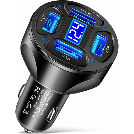 Chargeur de voiture USB avec charge rapide Quick Charge 3.0, adaptateur pour téléphones portables compatible avec iPhone 16 Pro, 15 et Samsung - AquaForge (1/5)