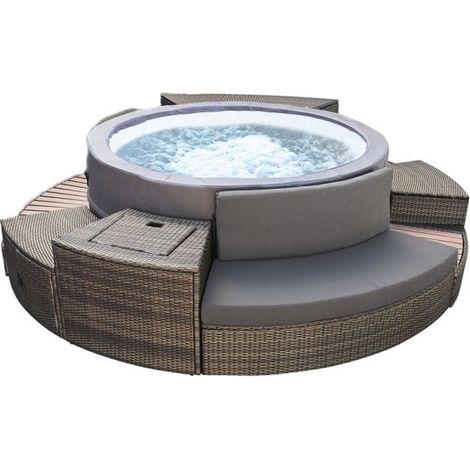 Netspa – Mobilier pour spa en rotin étanche – Ensemble modulable 5 modules – Résistant à l'humidité – Design esthétique pour espaces extérieurs (1/3)