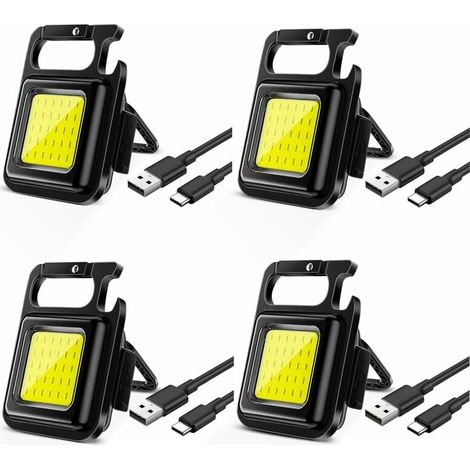 4 Pièces Mini Lampes,Travail Portable LED Rechargeable,Magnétique COB Petites Porte-clés Lampes de Poche, avec support pliant-LIAIKI (1/5)