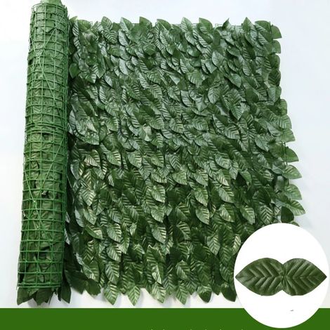(Pomme vert foncé, 50 x 100 cm) Panneaux de haie artificielle en lierre, fausses plantes vertes, brise-vue pour la décoration de votre maison, cour ou jardin extérieur (1/4)