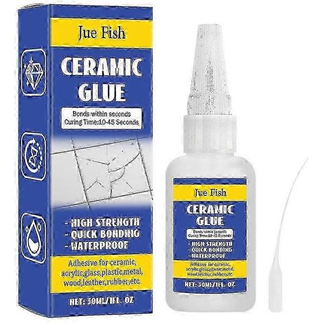 Colle céramique 30 ml pour la réparation de la porcelaine et de la poterie. Adhésif instantané et puissant. (1/4)