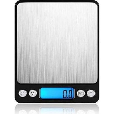 Balance à grammes Portable, Balance de Cuisine numérique 500g/0.01 g, Balance électronique Professionnelle de Poche avec écran rétroéclairé, Noire (1/2)