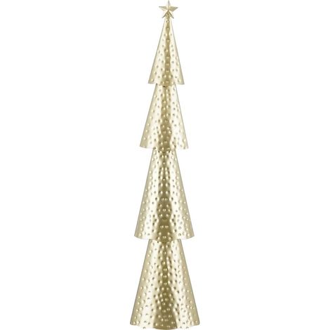 Sapin de Noël Décoratif en Fer Effet Martelé Doré pour Fenêtre et Cheminée 14,5 x 8 x 68 cm - PANGIVO (1/3)