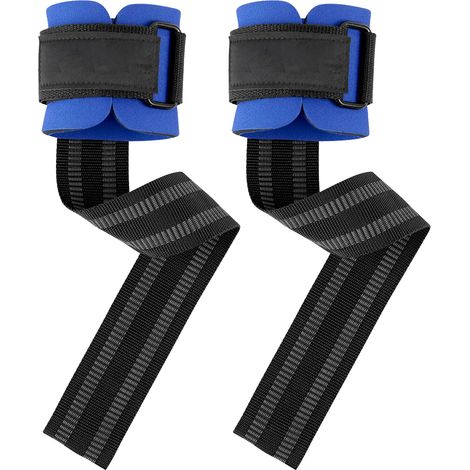 1 Paire de sangles de poignet sport antidérapantes, renforcées, supports de poids pour salle de sport, taille unique, bleu (1/5)
