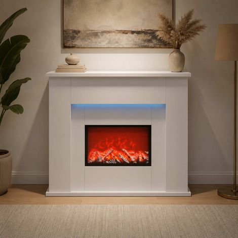 vidaXL Camino con striscia LED Bianco 63 x 20 x 54,5 cm (1/5)