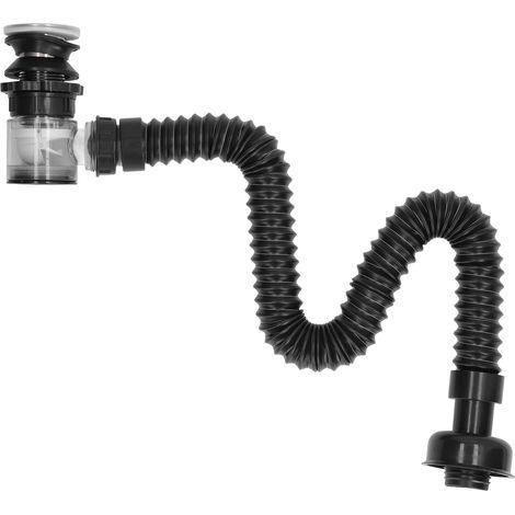 Integriertes Abflussrohr für Waschbecken, aus Edelstahl, ausziehbar und flexibel. (1/5)