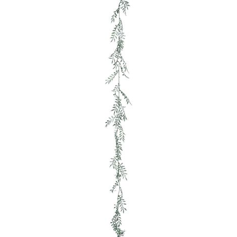 Girlande aus grünen Blättern und Silber, 180 cm (1/2)