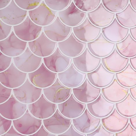 Adhesive Rose Pâle Forme d'éventail Carrelage Adhesif Mural Cuisine Autocollant 3D Stickers Carrelage Marbre Carrelage Adhesif Mural Salle de Bain Cheminee 4 Pièces 30.5cm x 30.5cm (1/5)