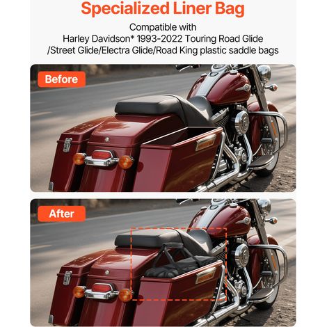 Doublure de sacoche moto, 18 L, sac intérieur de selle moto, en tissu Oxford, compatible avec les sacoches Harley Davidson 1993-202… (1/5)
