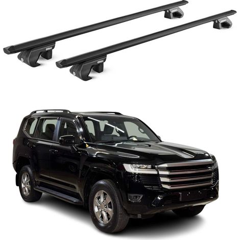 OMAC Dachträger Aluminium TÜV geprüft für Toyota Land Cruiser J250 2024-2026 – Für Standard Dachreling – T Nut – Max 90 kg – 2 Schlösser Schwarz (1/5)