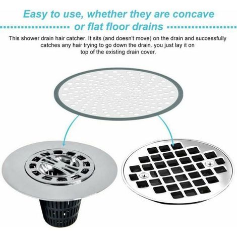 Drain Douche Inox Anti-Colmatage - - Filtre Cheveux - Salle de Bain Baignoire Facile Nettoyer Design Argent (1/4)