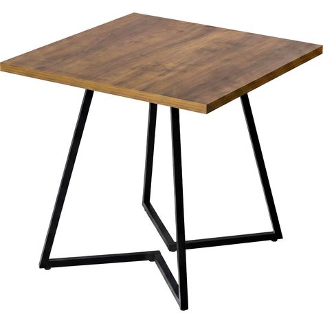 Levede dining table square dining table 80cm 25mm metal frame MDF Walnut (1/5)