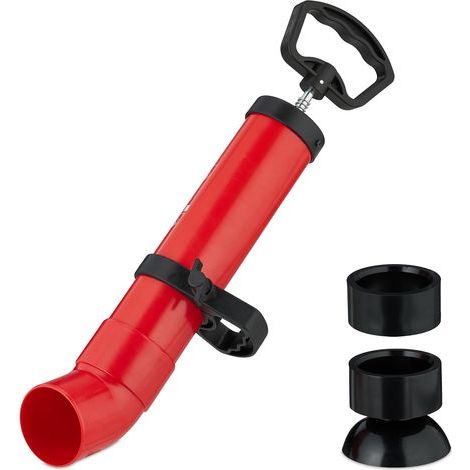 1 - Déboucheur à Pompe - Accessoire de Canalisation - Action Mécanique Sans Produit Chimique - Pour Douche Évier Lavabo - Noir Rouge (1/5)