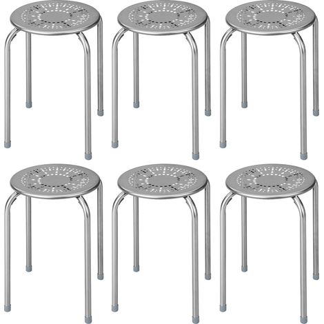 Set of 6 Metal Stacking Stools Round Nesting Bar Stool with X-shape Connection (1/5)