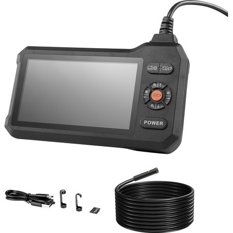 Mophorn Telecamera Endoscopica a Doppia Lente con Luce, Endoscopio Industriale con Sonda da 5,5 mm, Schermo IPS HD da 5'', Zoom 8x, Cavo Impermeabile IP67 da 5 m, per Ispezioni Meccaniche e Idrauliche (1/5)