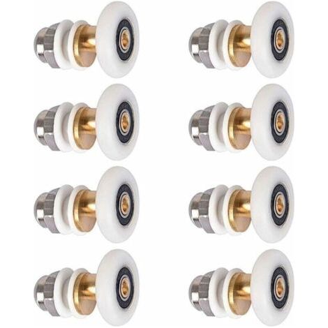 Roulette Porte Douche,Roulettes de Porte Coulissante Cabine de Douche Porte Poulies Roue de Rechange pour Rouleau avec Diamètre de Roues 27mm,8 Pièces (1/5)