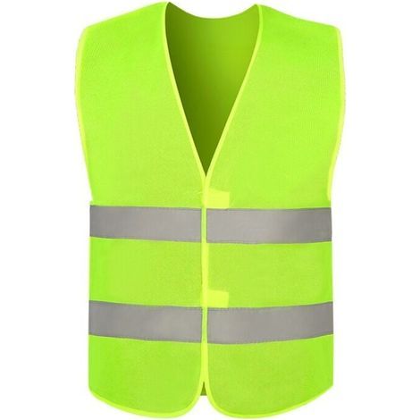 Ensemble de 10 Gilets de Sécurité Jaune Fluo Réfléchissants - Haute Visibilité pour Cyclistes, Conducteurs, Coureurs, Éboueurs, etc. - Taille 57x67cm (1/5)