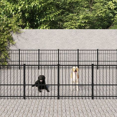 Chenil d'extérieur pour chiens Parc Enclos pour Chiens Cage Nich Acier 45,16 m² REBSW953626 (1/5)