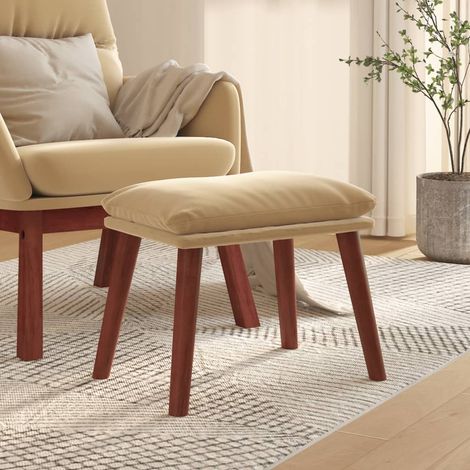 Repose-pied Blanc crème 45x29,5x35 cm Velours vidaXL