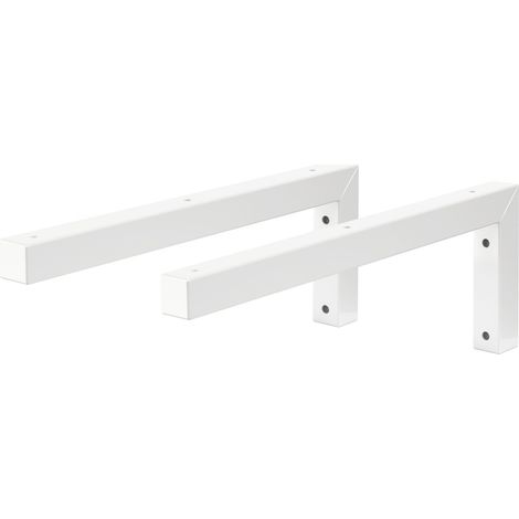 ML-Design Set di 2 Staffe a Muro Design ad L 400x150 mm in Acciaio Bianco Supporti per Scaffali Aperti Mensole Telaio Lavabo Bagno Scrivania Mobili Reggimensola da Parete incl. Materiale di Montaggio (1/5)