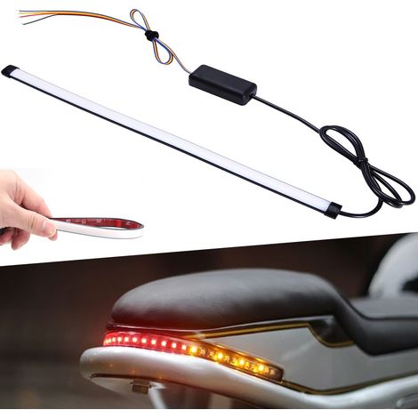 Barre de Feu Arrière Clignotant Moto 28 cm LED - bande led 12v Universel Flexible - Voyant D'assistance au Freinage Par LED moto Rouge Ambre (1/5)