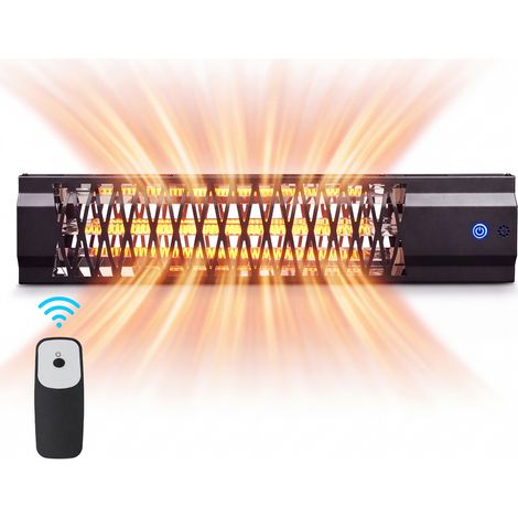GBLY Wandheizung – 2000 W – IP65 – Wasser- und staubdicht – Kohlefaser für schnelles Aufheizen in 1 bis 2 Sekunden – Fernbedienung und Touch-Bedienelemente – Schwarz – Geeignet für Terrassen, Balkone (1/5)