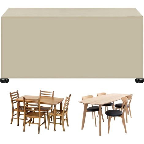 Housse Salon de Jardin, Bache Table Exterieur 120x 60x90 cm Imperméable, Résistance Au Vent, Anti-Uv, Indéchirable, Housse de Protection Salon Beige (1/4)