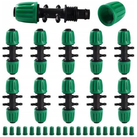 VooGenzek 10 Pièces Connecteur de Tuyau en T Barbelé, 6-Voies Raccord de Tuyau D'Irrigation pour Tube 13/16 mm à 4/7 mm, Connecteur D'Irrigation Goutte à Goutte à 6-Voies pour Jardin, Pelouse (Vert) (1/5)