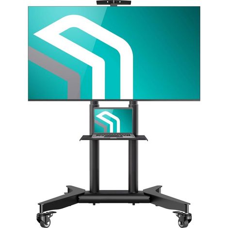 Support TV Mobile pour 32-75 Pouces, Chariot Tele Roulant Charge Max de 60 kg, Support TV sur Pied avec roulettes VESA 200x200-600x400, Meuble TV sur Pied Hauteur Réglable Noir (1/5)