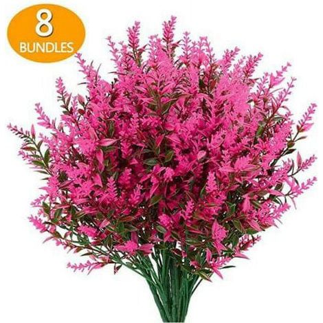 Lavender - 8 Bouquets - Faux Fleurs Extérieures Résistantes aux UV - En Plastique - 36 cm - Pour Jardin Terrasse Intérieur (1/5)