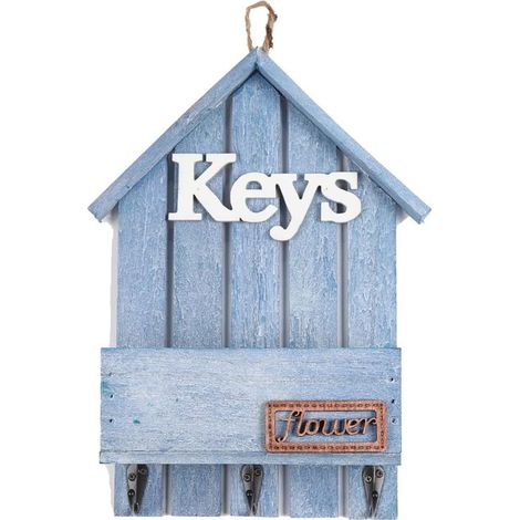 Boîte à clés murale en bois (bleue) - Online Store (1/5)