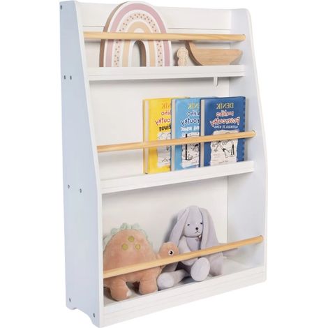 Scaffale GINGER HOME per Bambini, Organizer in Legno per Libri e Giochi, Bianco, per una Cameretta Accogliente (1/5)