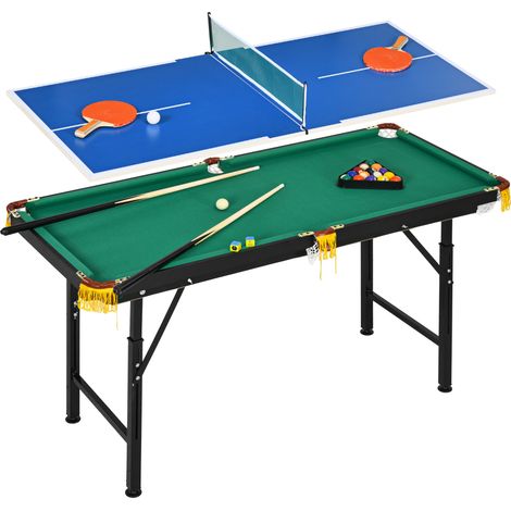 Table 2-en-1 table ping-pong accessoires 140x63x80 cm bleu vert (1/5)