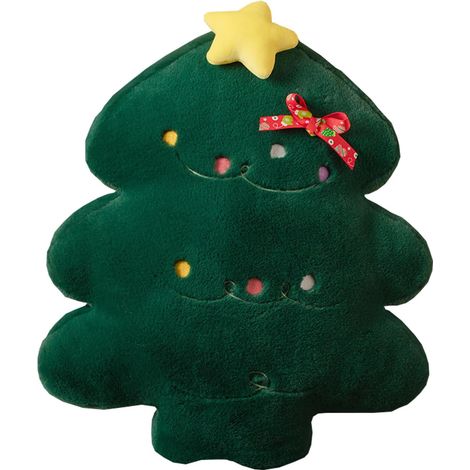 Oreiller en Peluche de Noël - 45 cm en Forme d'Arbre, Coussin Bonhomme en Pain D'épice, Jouet (Sapin de Noël) (1/5)