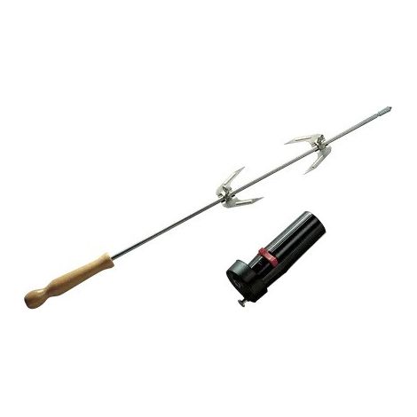barbecook, Girarrosto per Barbecue, girarrosto Elettrico, 2 forchettoni per girarrosto in Acciaio con Manico di Legno, 85 cm (1/5)