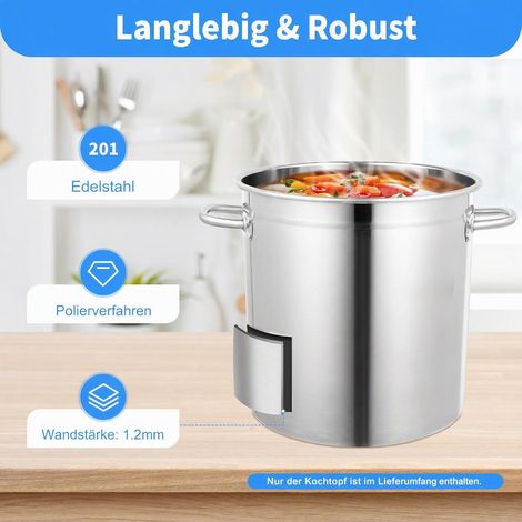 Marmite en acier inoxydable avec couvercle, 35 l grande marmite à soupe à induction, marmite de gastronomie pour restaurant, ménage, soupe, conserve, gaz et cuisinière électrique (1/5)
