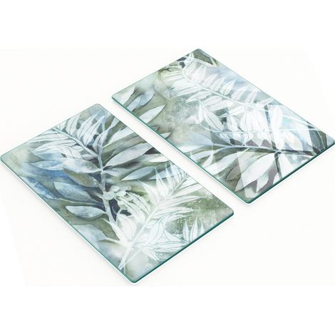 Taglieri da cucina decorativi in vetro con grafica a foglie, 2x30x52 cm (1/5)