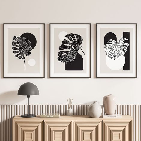 Lot de 3 Affiches / Posters Triptyque - Feuilles - 3 Affiches - 70x100 cm (Cadres non fournis) - Photo pleine page (1/5)