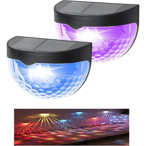 Lot de 2 lampes solaires d'extérieur pour terrasse, lampe décorative murale pour clôture. (1/4)