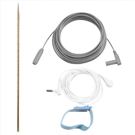 Tige de mise à la terre en cuivre avec fil de terre de 12 m, kit universel de mise à la terre pour extérieur, réduit l'inflammation (1/5)