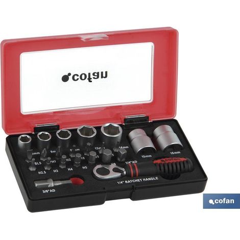 Set Mini Carraca, Vasos Y Puntas 1/4 23 Pcs. (1/3)