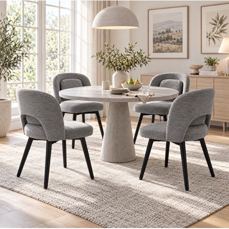 Juego de 2 sillas de comedor giratorias grises 46×46×77,5 cm de madera de caucho – MEUBLIV (1/5)