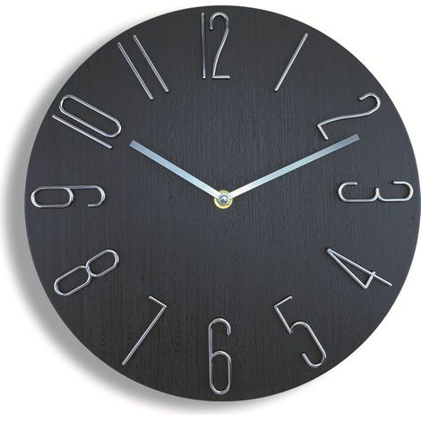 Horloge murale à ondes radio, calendrier d'horloge de salon, horloge murale à suspendre, horloge à quartz créative moderne--12 pouces (30 cm) (1/4)
