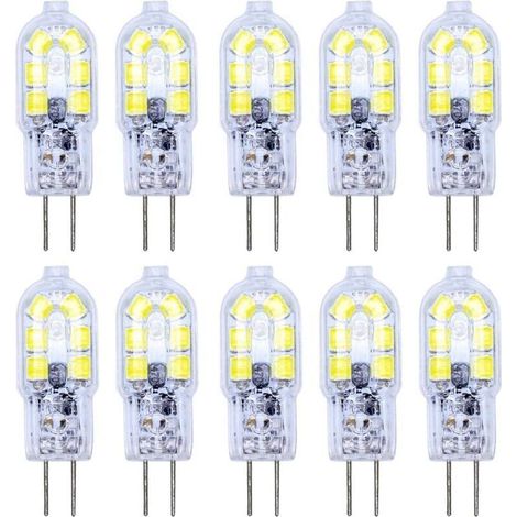 10 Pack G4 Ampoule LED 2W LED Bulb 12 SMD 2835LEDs Blanc Froid Haute Illumination 120LM LED Lighting AC/DC12V [Classe énergétique A+] (1/5)