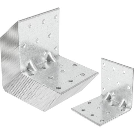 SOTECH 20er Set Bauwinkel Winkelverbinder 90° Materialstärke 2,5 mm Schwerlastwinkel aus feuerverzinkter Stahl Eckwinkel Stahlwinkel mit Sicke (Verstärkung) 60 × 60 × 60 mm (1/5)